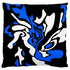 Blue, Black And White Decor Large Cushion Case (two Sides) by Valentinaart