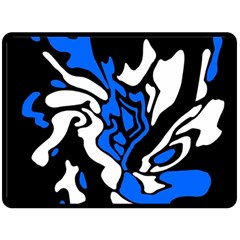 Blue, Black And White Decor Double Sided Fleece Blanket (large) 