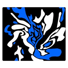 Blue, Black And White Decor Double Sided Flano Blanket (small)  by Valentinaart