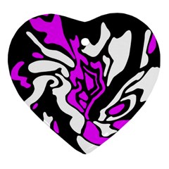 Purple, White And Black Decor Ornament (heart)  by Valentinaart