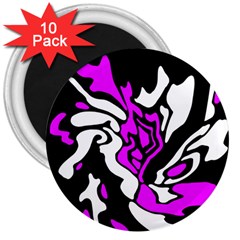 Purple, White And Black Decor 3  Magnets (10 Pack)  by Valentinaart