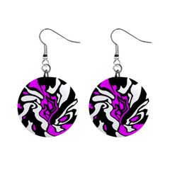 Purple, White And Black Decor Mini Button Earrings by Valentinaart