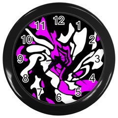 Purple, White And Black Decor Wall Clocks (black) by Valentinaart