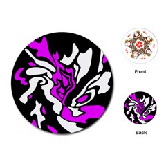 Purple, White And Black Decor Playing Cards (round)  by Valentinaart