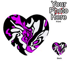 Purple, White And Black Decor Multi-purpose Cards (heart) 