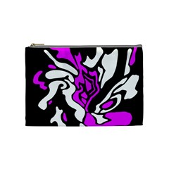 Purple, White And Black Decor Cosmetic Bag (medium)  by Valentinaart