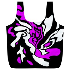 Purple, White And Black Decor Full Print Recycle Bags (l)  by Valentinaart