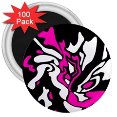 Magenta, black and white decor 3  Magnets (100 pack)