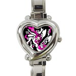 Magenta, black and white decor Heart Italian Charm Watch Front