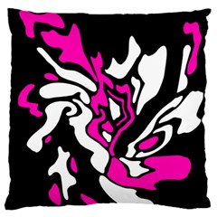 Magenta, black and white decor Large Flano Cushion Case (Two Sides)