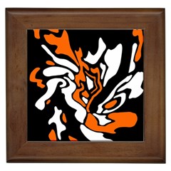 Orange, white and black decor Framed Tiles