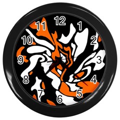 Orange, white and black decor Wall Clocks (Black)