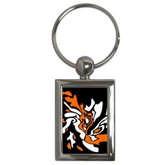 Orange, white and black decor Key Chains (Rectangle) 