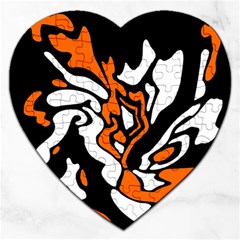 Orange, White And Black Decor Jigsaw Puzzle (heart) by Valentinaart