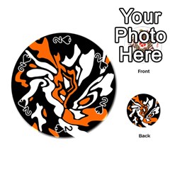 Orange, white and black decor Playing Cards 54 (Round) 