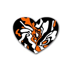 Orange, white and black decor Heart Coaster (4 pack) 