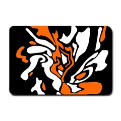 Orange, white and black decor Small Doormat 