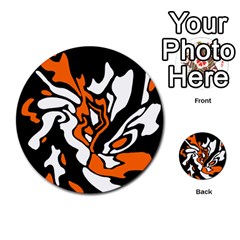 Orange, white and black decor Multi-purpose Cards (Round) 