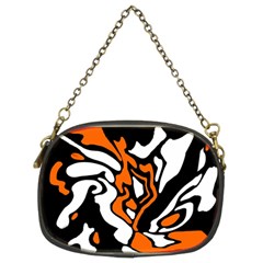 Orange, White And Black Decor Chain Purses (two Sides)  by Valentinaart