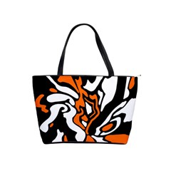 Orange, white and black decor Shoulder Handbags