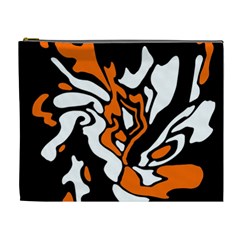 Orange, white and black decor Cosmetic Bag (XL)