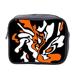 Orange, white and black decor Mini Toiletries Bag 2-Side