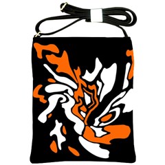 Orange, white and black decor Shoulder Sling Bags