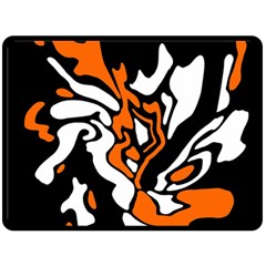 Orange, white and black decor Fleece Blanket (Large) 