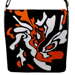 Orange, white and black decor Flap Messenger Bag (S)