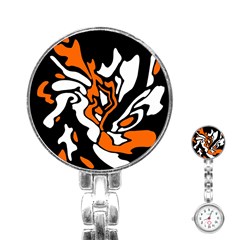 Orange, white and black decor Stainless Steel Nurses Watch