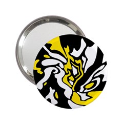 Yellow, Black And White Decor 2 25  Handbag Mirrors by Valentinaart