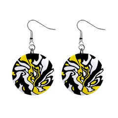 Yellow, Black And White Decor Mini Button Earrings by Valentinaart