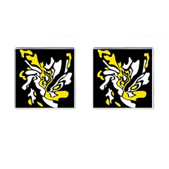 Yellow, Black And White Decor Cufflinks (square) by Valentinaart