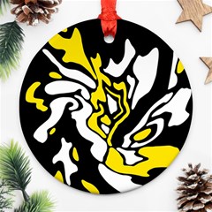 Yellow, Black And White Decor Round Ornament (two Sides)  by Valentinaart