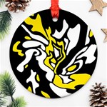 Yellow, black and white decor Round Ornament (Two Sides)  Front