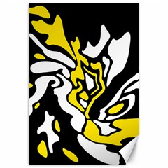 Yellow, Black And White Decor Canvas 12  X 18   by Valentinaart