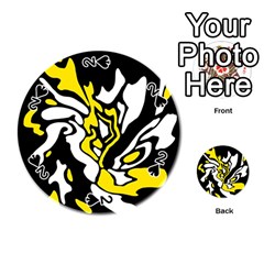 Yellow, Black And White Decor Playing Cards 54 (round)  by Valentinaart