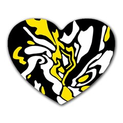 Yellow, Black And White Decor Heart Mousepads by Valentinaart