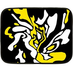 Yellow, Black And White Decor Fleece Blanket (mini)