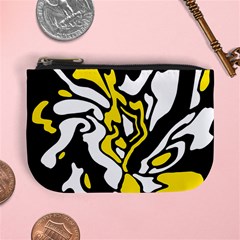 Yellow, Black And White Decor Mini Coin Purses by Valentinaart