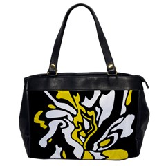 Yellow, Black And White Decor Office Handbags by Valentinaart