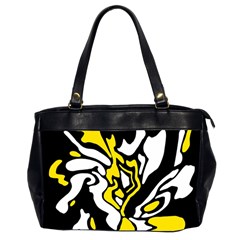 Yellow, Black And White Decor Office Handbags (2 Sides)  by Valentinaart