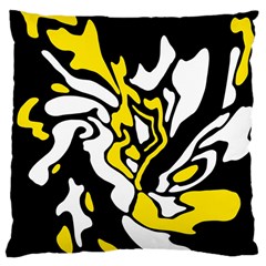 Yellow, Black And White Decor Large Cushion Case (two Sides) by Valentinaart