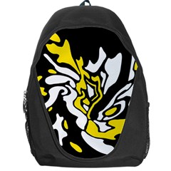 Yellow, Black And White Decor Backpack Bag by Valentinaart