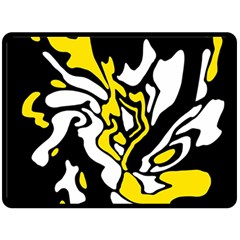 Yellow, Black And White Decor Double Sided Fleece Blanket (large) 