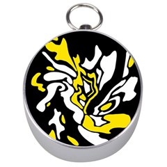 Yellow, Black And White Decor Silver Compasses by Valentinaart