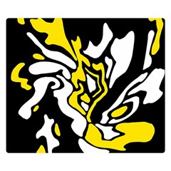 Yellow, Black And White Decor Double Sided Flano Blanket (small)  by Valentinaart