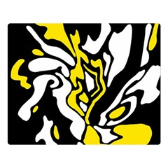 Yellow, Black And White Decor Double Sided Flano Blanket (large)  by Valentinaart