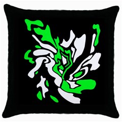 Green, White And Black Decor Throw Pillow Case (black) by Valentinaart