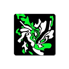 Green, White And Black Decor Square Magnet by Valentinaart